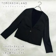 ネイビー ノーカラージャケット