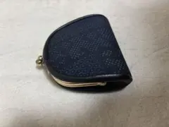 ネイビー ドットパターン がま口コインケース