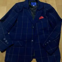 Visuncool ネイビー チェック柄 スーツ