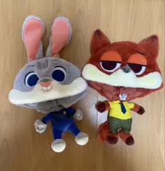 日本では希少ズートピア ぬいぐるみ帽子 ジュディ・ホップスとニック・ワイルド