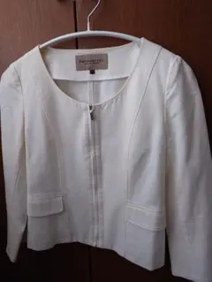 ホワイト ノーカラージャケット