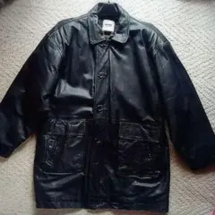 黒 羊革 レザー ジャケット ボタン付き