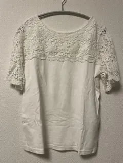 レース袖 ホワイト Tシャツ