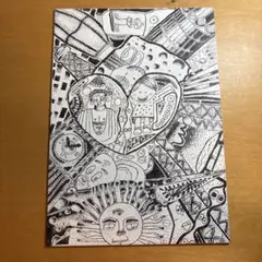 白黒点描アート A4サイズ