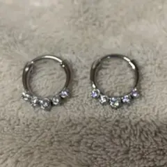 新品　16G ステンレス　ワンタッチセグメント　フープ　ピアス　クリア ペア　5