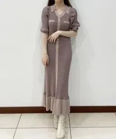 リリアンカラット　ツイードライクニットワンピース