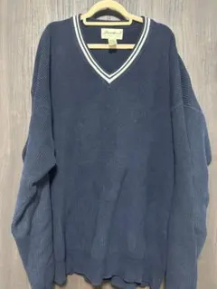 90~00s Eddie Bauer ネイビー Vネックセーター