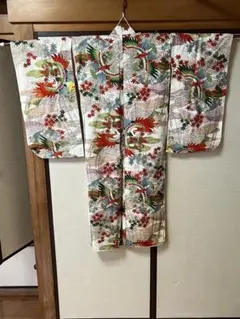 七五三着物・長襦袢セット　鶴と紅葉柄の伝統的和装