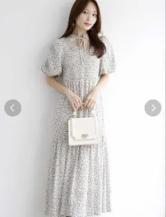 MERCURYDUO 2wayボリュームスリーブシャーリングプリントワンピース