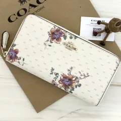 新品 COACH コーチ 長財布 ピンク リボン 花柄 - メルカリ