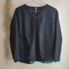 NaturalBeautyBasic/ ネイビー Vネック 長袖ブラウス