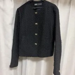 ZARA 黒 ツイード風ジャケット