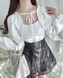 【GRL】フリルリボンボレロメキャミソールニットアンサンブル ［mb1590］