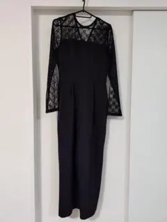 ブラックレース長袖パーティードレス ワイドパンツ LEPSIM