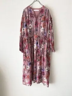 美品　H.A.K フラワープリント ロングシャツワンピース ボタニカル　総柄のサムネイル