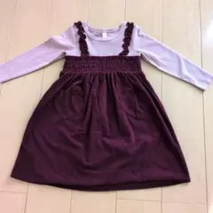 apres les cours　ハートポケットコーデュロイドッキングワンピース