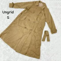 アングリッド【S】トレンチコート　ベルト付き　光沢感　春秋　ダブル　ポケット付き