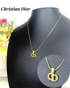 美品✨ Dior ディオール　CDロゴ　一粒ストーン　ネックレス　ゴールド　金