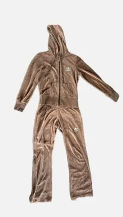 00s M位ベロア アディダス トラックジャケットジャージ 万国旗 パーカー 茶