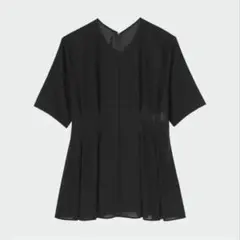 プラステ PLST コットンブレンド シアーペプラムブラウス M 黒のサムネイル