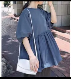 reca ぺプラムトップス パフスリーブ プルオーバー F ブルーのサムネイル