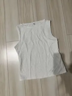 UNIQLO シャーリングボートネックTノースリーブ ホワイト　XL