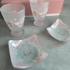 ハローキティ さくらキティ カップルセット ペアグラス プレート 2客 サンリオ