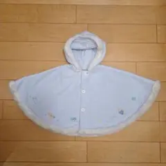 familiar フード付きコート 　ポンチョ　60-90 水色　マント