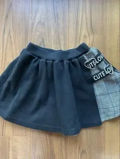 スカパン　スカートキュロット 黒 チェック柄 130