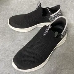 ✨美品✨【スケッチャーズ】スリップインズ レオパード柄 23cm 黒 レディース