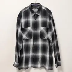 niko and... ニコアンド オンブレーチェックカラミシャツ ブラック L