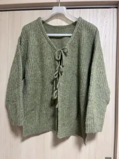 LOWRYS FARM 前後2way リボンカーディガン F カーキ