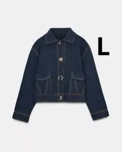 ZARAコントラストボタン付きニットジャケット