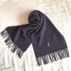 Used ポロラルフローレン マフラー ウール　ネイビー　ユニセックス