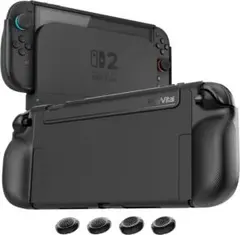 【新品】Switch2 保護ケース ドック対応 耐衝撃 グリップ付き ブラック