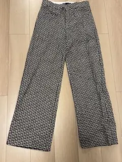 ZARAチェック柄 ワイドパンツ ブラック・ホワイト