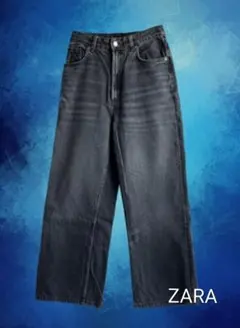 ZARA　ザラ　ワイドデニム　ダークグレー　ボトムス