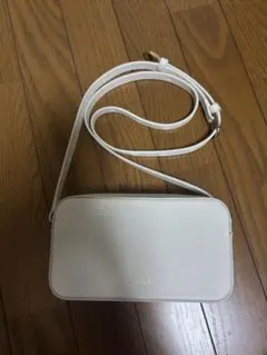 FURLA ホワイトレザー ブロックミニショルダーバッグ