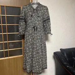 美品】伊太利屋 イタリヤ 総柄デザイン レース 七分袖 シャツ