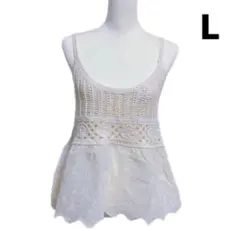 未使用　レディース　レース キャミソール Lサイズ アイボリー ティアード