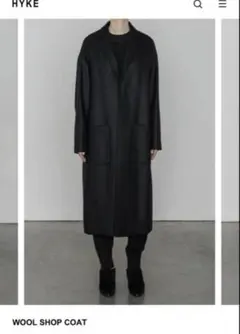 HYKE WOOL SHOP COAT ブラック ロングコートのサムネイル