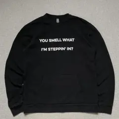 USA古着 スウェット 英字メッセージ ポケット付き ブラック スラング