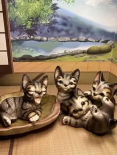 Demain ドマン(猫1匹・葉っぱ)+猫３匹セット