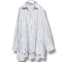 ソークロース シャツ ストライプ ゆったり M ホワイト SO Close