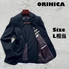 ORIHICA✨テーラードジャケット　ストレッチ　ストライプ　黒　Y6のサムネイル