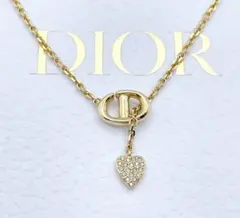 Christian Dior ネックレス　navy ハート　ラリアット　ゴールド