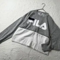 フィラ　バイカラースウェット　ロゴトレーナー　グレー　白　ストリート　y2k　M