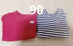 ユニクロ　リブ　タートル　ハイネック　長袖　90cm タートル　セット　ロンT