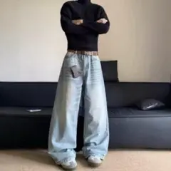 ワイドデニム バギーデニム ブルー menesjaded london 似 L