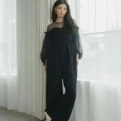 結婚式　パンツドレス　アンドレスド　フロッキードットパンツドレス